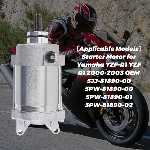 KARSEE Starter Motor 5JJ-81890-00 Compatible with Yamaha YZF-R1 YZF R1 2000-2003 5PW81890-00 & 5PW-81890-01