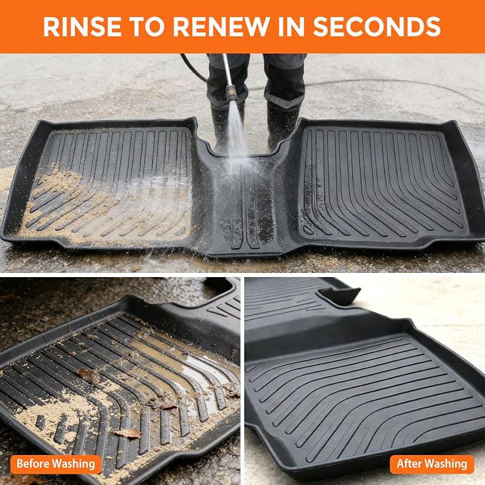 Floor Mats for Ford Explorer 7 Passenger Bench Seat 2011-2014 (Not for 6-Seat Captain Chairs), Custom Fit Heavy Duty TPE All Weather Protection, Waterproof Non-Slip Black (Three-Row Floor Mats)
