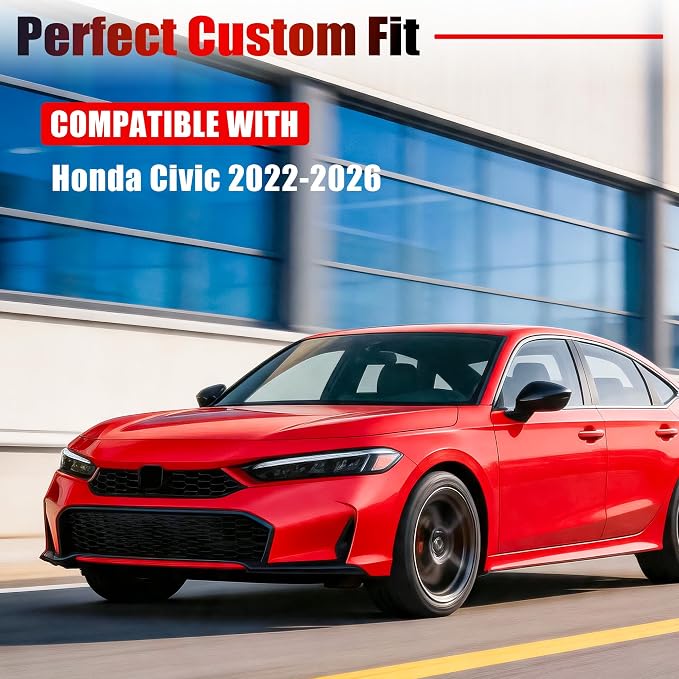 Center Console Moulding Trim for Honda Civic 2022-2026, Steering Wheel Cover Gear Shift Panel Cover (Carbon Fiber Style)