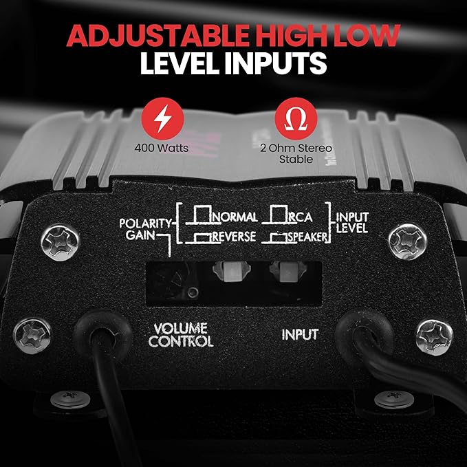 Pyle 2-Channel Marine Amplifier Receiver - Waterproof and Weatherproof Audio Subwoofer for Boat Stereo Speaker & Other Watercraft - 400 Watt Power, Wired RCA, AUX and MP3 Audio Input Cable