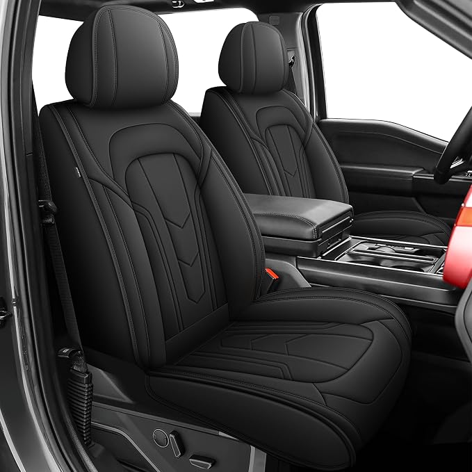 TTX for Ford F150 2009-2024 2025 2026 Seat Covers & F250 F350 F450 2017-2026 Seat Protectors with Durable and Faux Leather(Full Set,Black)