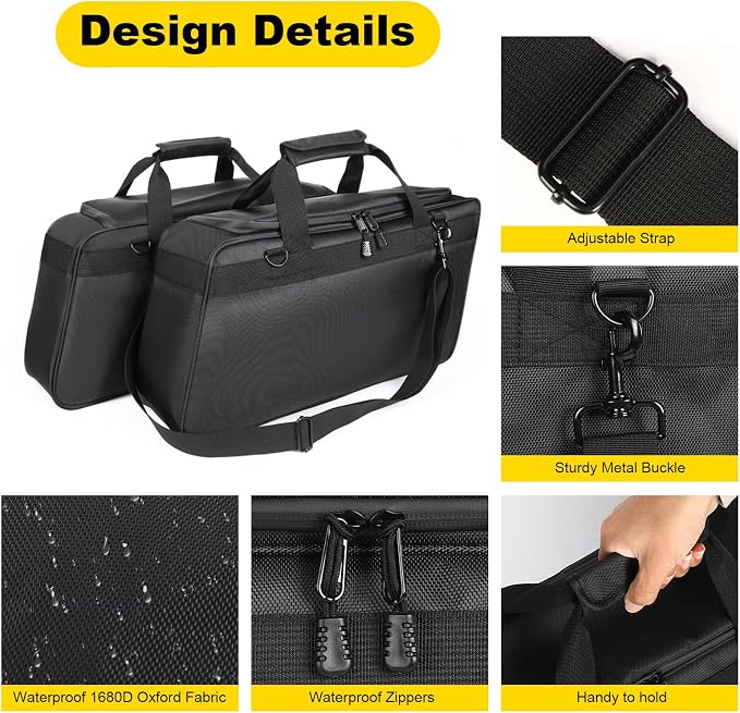 Motorcycle Saddlebag Liner Bags Hard Saddle Bags Insert Storage Bag 1680D Oxford Harley Luggage Bags Fit for Harley Touring Electra Glide Road Glide Street Glide Road King 1993-2025 (1 Pair)