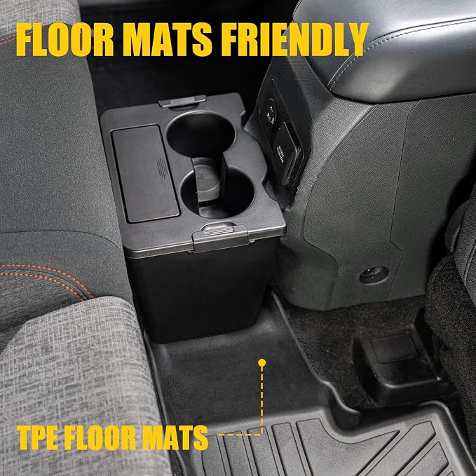 Center Console Organizer Bundle with 2022-2026 Ford Maverick Trash Can Multi-Function Trash Bin with Cup Holder Trash Bin Extra Rear Storage Box for 2025 Maverick Accessories (Upgraded)