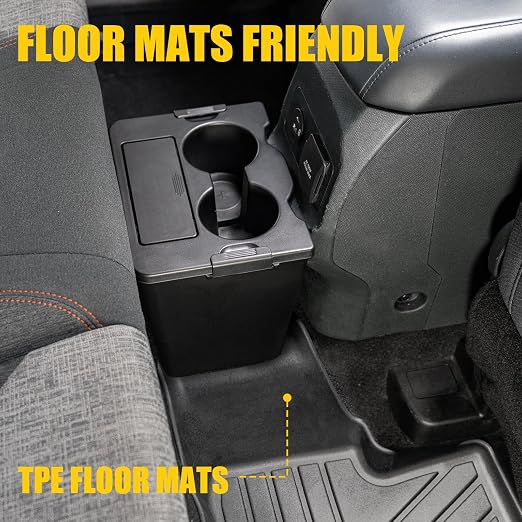 Trash Can Compatible with 2022-2026 Ford Maverick Multi-Function Trash Bin with Cup Holder Trash Bin Extra Rear Storage Box for 2025 Maverick Accessories (Upgraded)