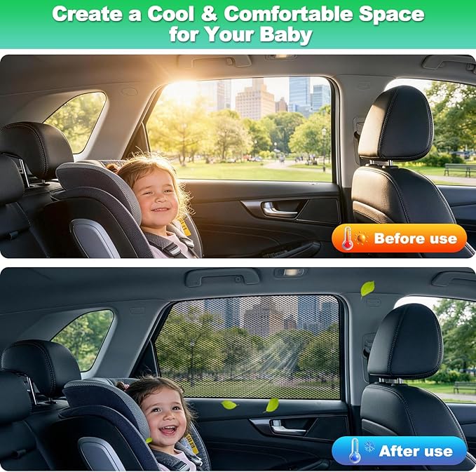 Car Window Shades for 2015-2020 Tucson - Rear Side Window Sun Shade for Baby, Breathable Mesh Car Privacy Window Covers, UV Protection and Heat Insulation for Road Trips, Napping, Camping