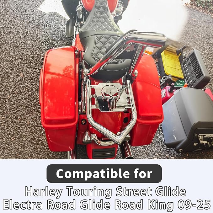 Detachable Luggage Rack for Harley Touring 2009-2026 Street Road Electra Glide/Road King, Chrome（Skull）