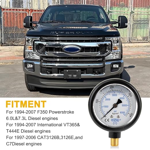 Hpop Test Tool High Pressure and Air Leak Test Gauge Tool Kit for F350 | Test Tool Kit for 6.0L 7.3L Engines, Steel and copper, detect intake system leaks, precision gauge diagnose abnormal noises