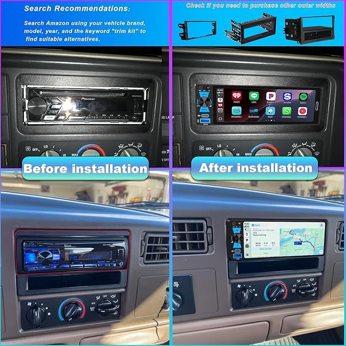 6.5" Single Din Car Stereo Wireless Apple CarPlay Android Auto, Car Radio Bluetooth 5.2, FM/AM/RDS, IPS HD Touchscreen, Type-C Fast Charging