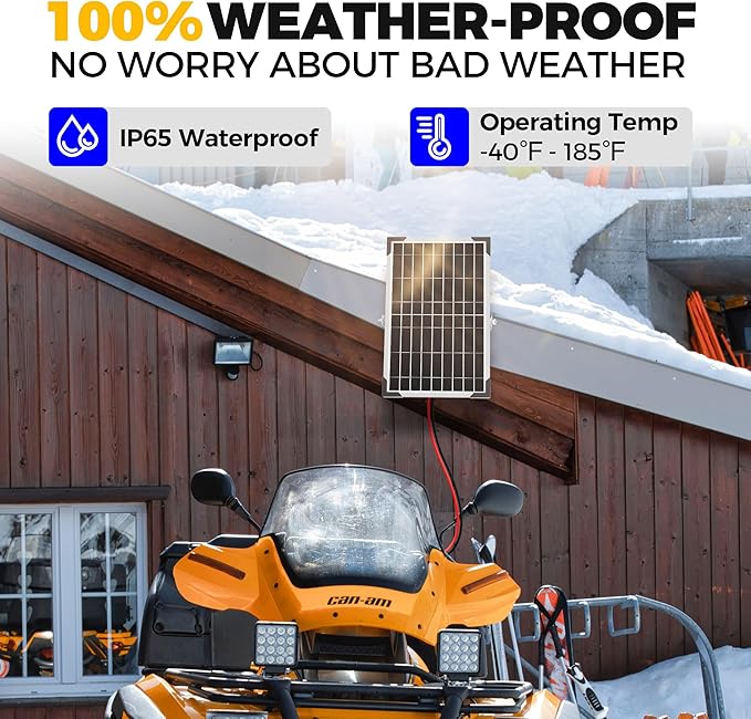 Voltset Solar Battery Trickle Charger: 10 Watt 12V Solar Panel Maintainer for Car Boat - Waterproof Monocrystalline Solar Charger with Controller for RV Marine Trailer Truck Motorcycle