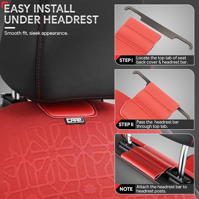 Protex Series Front Row Set Seat Covers Woven Polyester Universal for Cars Trucks SUV, Red, CA-SC-PROTEX-F-RD