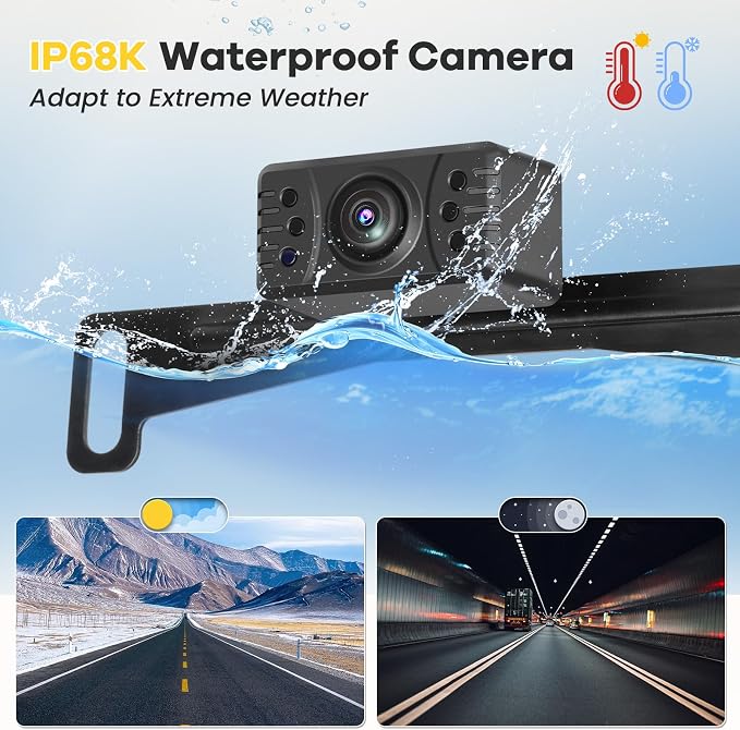 Hikity Wireless Backup Camera Monitor Kit, 4.3 Inch Rear View Camera IP68 Waterproof Night Vision, HD 1080P Display Screen for Car/Truck/Pickup/SUV/Van/RV