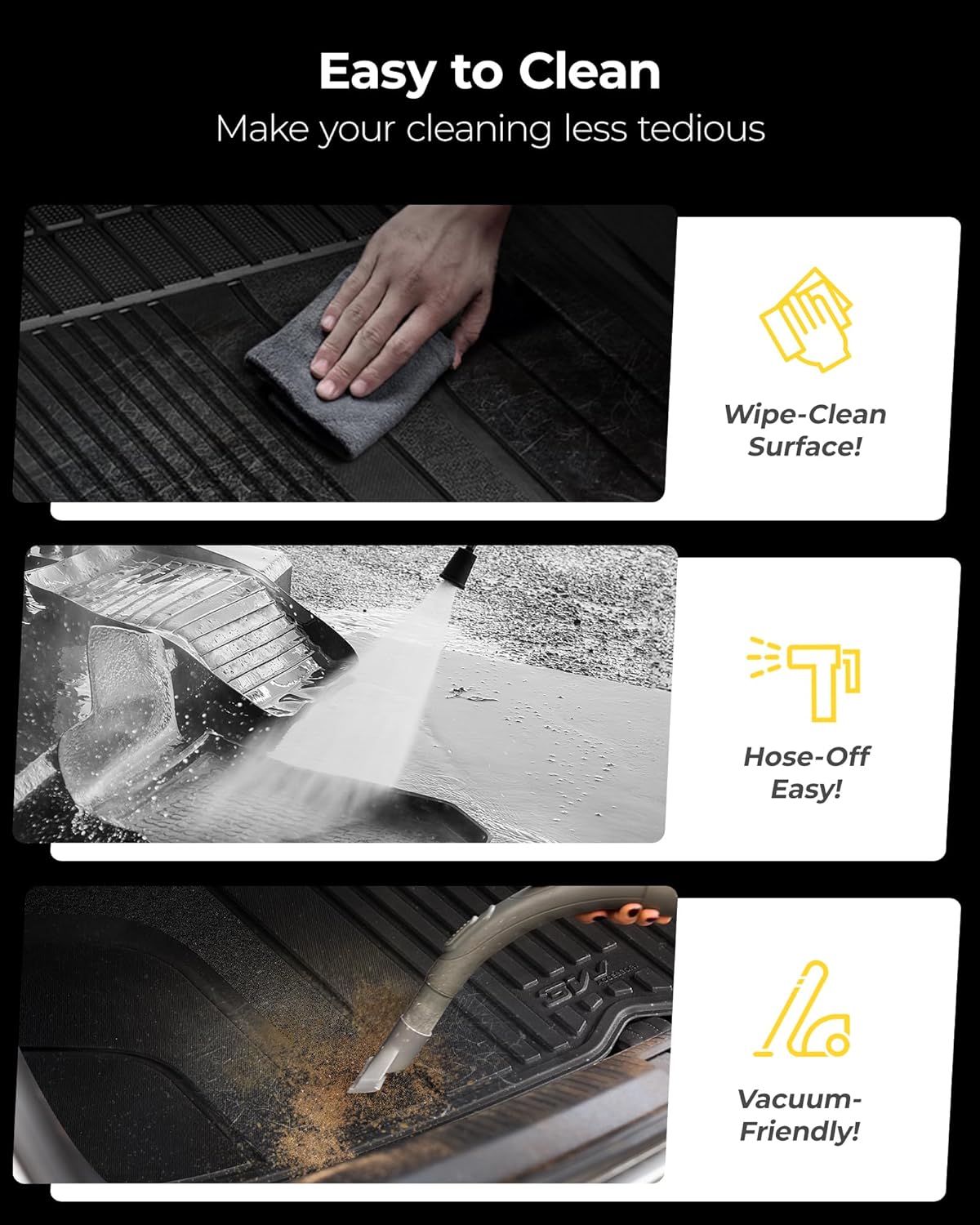 3W Cargo Liner Fit for Jeep Grand Cherokee 2013-2021/ Grand Cherokee WK 2022 2023(Non L) TPE All Weather Custom Fit Heavy Duty Trunk Mat, Black