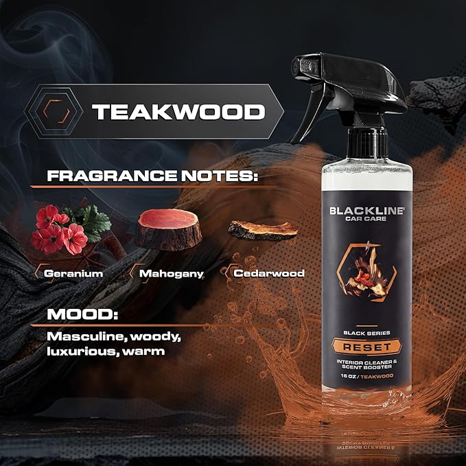 Blackline Luxury Scented Leather Interior Car Cleaner Reset Deep Cleans & Deodorizes All Surfaces, pH-Neutral High-Foam Formula, Long-Lasting Premium Fragrance and Deodorization for Car - Teakwood