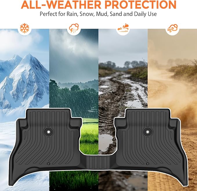 Floor Mats for Jeep Wrangler 4XE 4-Door 2021-2026 (Only Fits with Right Trunk Subwoofer, Not for 2-Door, JL or JK), Heavy Duty TPE All Weather Protection Waterproof Non-Slip (Floor Mats & Cargo Liner)