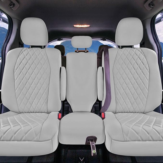 FH Group Custom Fit Car Seat Covers Specifically Made for Toyota Sienna 2021-2024, Solid Gray Ultraflex Neoprene 2nd Row Set Automotive Seat Covers, 8 Seater SUV Seat Covers, Toyota Accessories