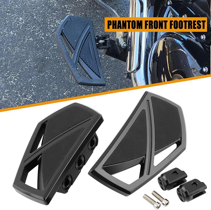 Motorcycle Floorboards Phantom Front Foot Pegs Footrest for Harley Softail 2018-2024 Fat Boy Street Bob Low Rider Sport Glide Slim Fatbob Breakout 114 (Black)
