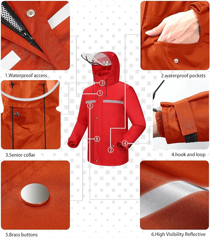 iCreek Rain Suit Waterproof Jacket and Pants Hi Vis Raincoat for Men and Women Reflective Outdoor for All-Sport Work