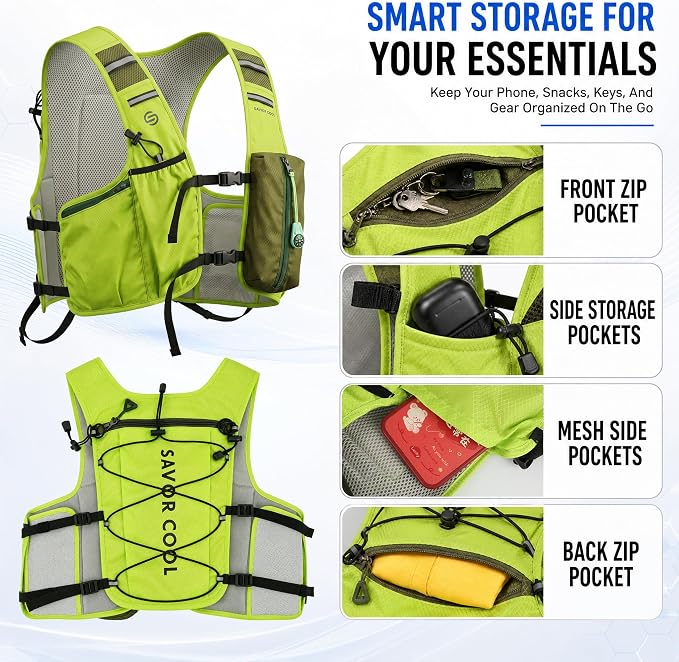 Cooling Hydration Vest with 2L BPA-Free Water Bladder, Running Vest with 3 Removable Cooling Packs, Lightweight Outdoor Hydration Pack for Hot Weather, Hiking, Cycling, Training