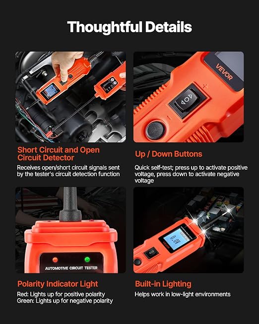VEVOR Automotive Circuit Tester Kit, 8-35 DCV Power Circuit Probe Tester with TFT Color Display and Lighting, 2-in-1 Electrical Automotive Power Tester Probe with 19.7 ft / 6 m Extension Cable