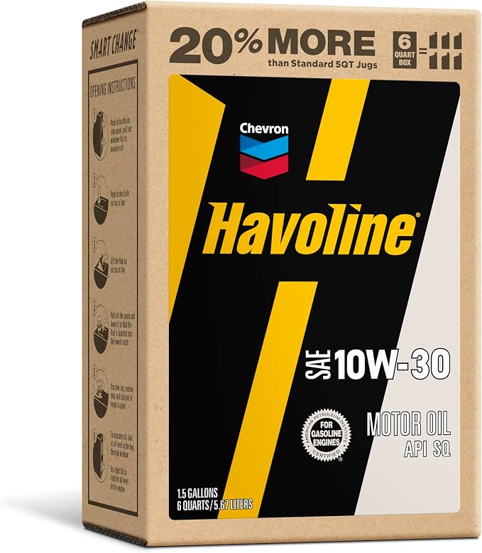 Havoline Motor Oil 10w30 Smart Change Engine Oil, 10W-30, 6 Quarts, Pack of 1