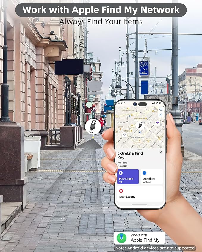 ExtreLife Keychain, Works with Apple Find My, Bottle Opener, Carabiner Car Key Chains with Gps Tracker