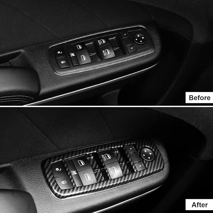 for Dodge Charger Durango 2011-2025 for RAM 2010-2017 for Chrysler 300 2015-2023 Interior Accessories Window Lift Switch Cover Button Trim - Carbon Fiber