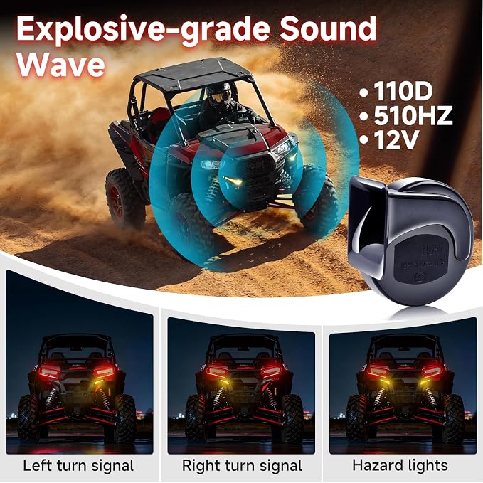 DREAMIZER UTV ATV Turn Signal Kit with Rocker Switch License Plate Holder | UTV ATV Blinker with Horn, Universal Street Legal Kit Plug and Play, Pre-Wired, Compatible with Polaris, Can-Am, Teryx