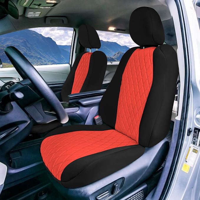 FH Group Custom Fit Car Seat Covers Specifically Made for Toyota Sienna 2021-2024, Red Ultraflex Neoprene Front Set Automotive Seat Covers, 7-8 Seater SUV Seat Covers, Toyota Accessories