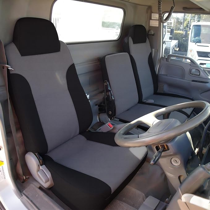 Seat Covers for Isuzu NPR 40/60 Split Bench Custom 2006 2007 2008 2009 2010-2025 Knitted Fabric with Soft Foam Padding Breathable Gray