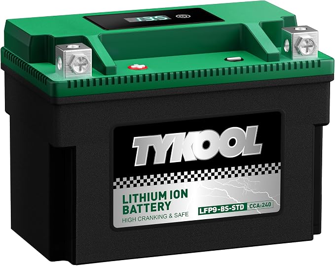 TYKOOL YTX9-BS -STD LiFePO4 Lithium Motorcycle Battery,12.8V,4Ah,240CCA 2X Cranking Amps,5X longer life,for ATV,UTV (Polaris 150cc),BMW (310cc,650cc,1000cc),Honda,Kawasaki,Suzuki