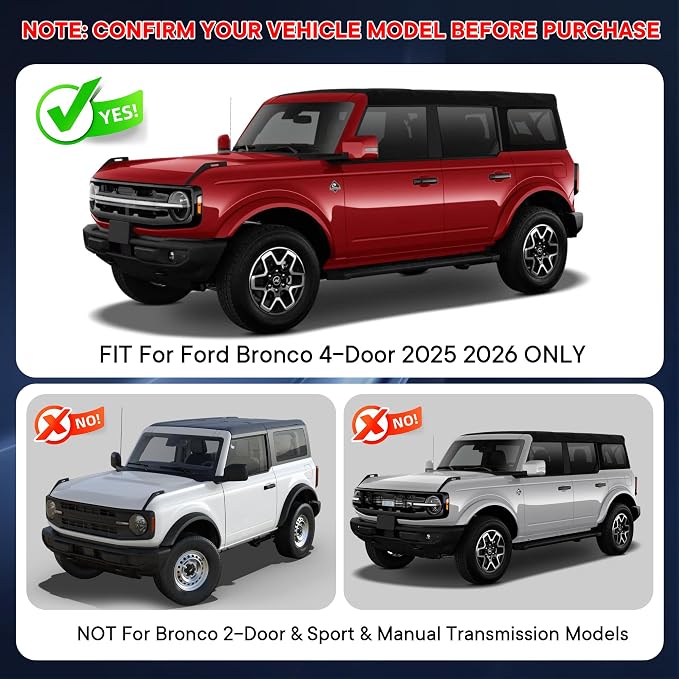 Center Console Organizer Fit for Ford Bronco 2025-2026 | 2PCS full size center console organizer tray, fit for 4-Door, armrest storage box set, anti-slip interior accessory