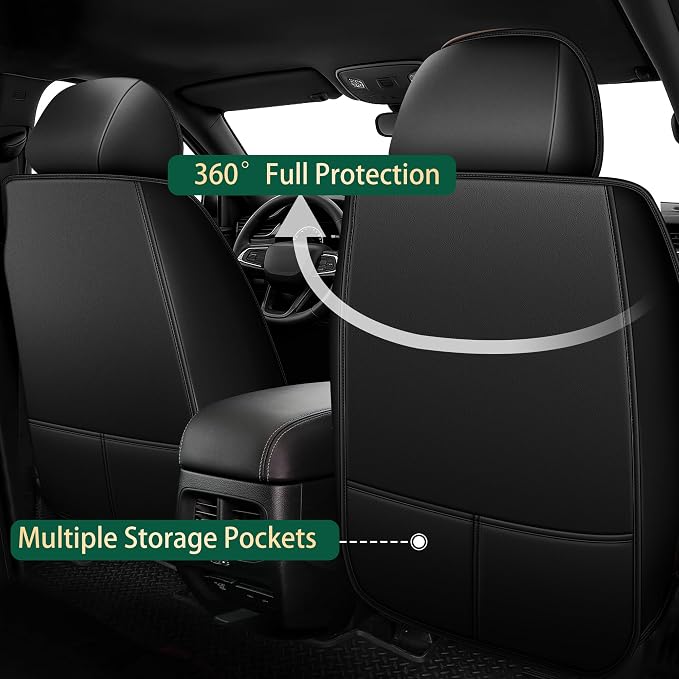 Leather Seat Covers Fit for Jeep Compass 2012-2025 2026 5 Seats Full Set Black Ice Silk Seat Covers (5 Seat Black)