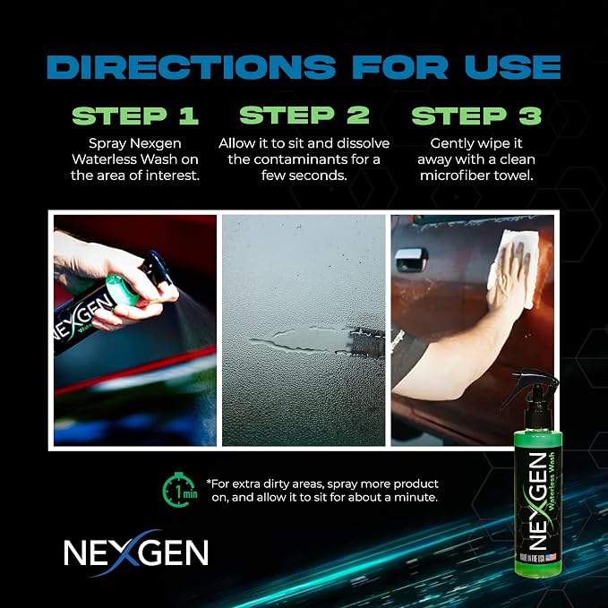 Nexgen Premium Quality Waterless Car wash & Ceramic Spray - Complete Pack for Car wash and Ceramic Coating to Get Unbelievable Shine (8oz)