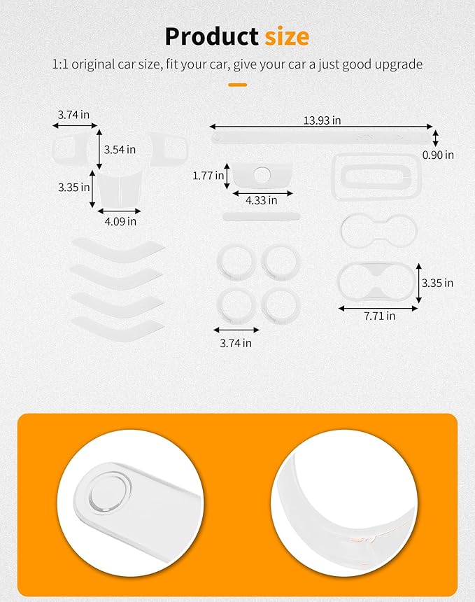Hoolcar Steering Wheel Cover Gear Shift Panel Trim Cover Water Cup Holder Cover Kit Interior Accessories Kit Fit for Jeep Wrangler JK JKU 2011-2018, 4-Door, White