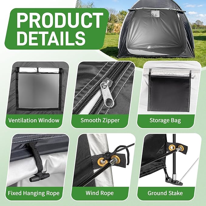 Outvita Bike Tent, Outdoor Portable Bicycle Storage Sheds with 210D Oxford Fabric PU4000 Waterproof Cover for 2-3 Bikes, Storage Cover Shelter for Motorcycle,Garden Tools,Toys,Lawn Mower