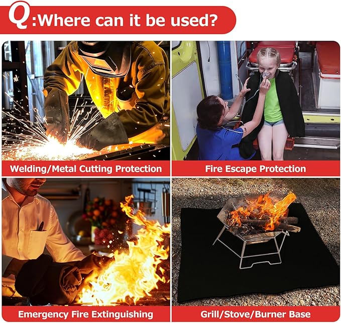 Matace Welding Blanket Fireproof 6x8 Feet Carbon Felt Soldering Mat & Pad, 5mm Flame Retardant Fabric, Heat Shield for Brazing, Automotive Repair, Grill & Smoker, HVAC Plumbing, Black