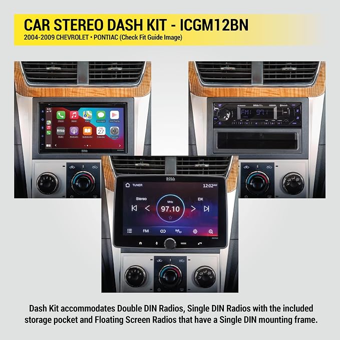 Scosche ICGM12BN Double DIN Radio Install Dash Kit Compatible with Select 2004-09 Non-Amplified Chevrolet and Pontiac Vehicles - Complete Car Stereo Installation Kit - See Vehicle Fit Guide in Images
