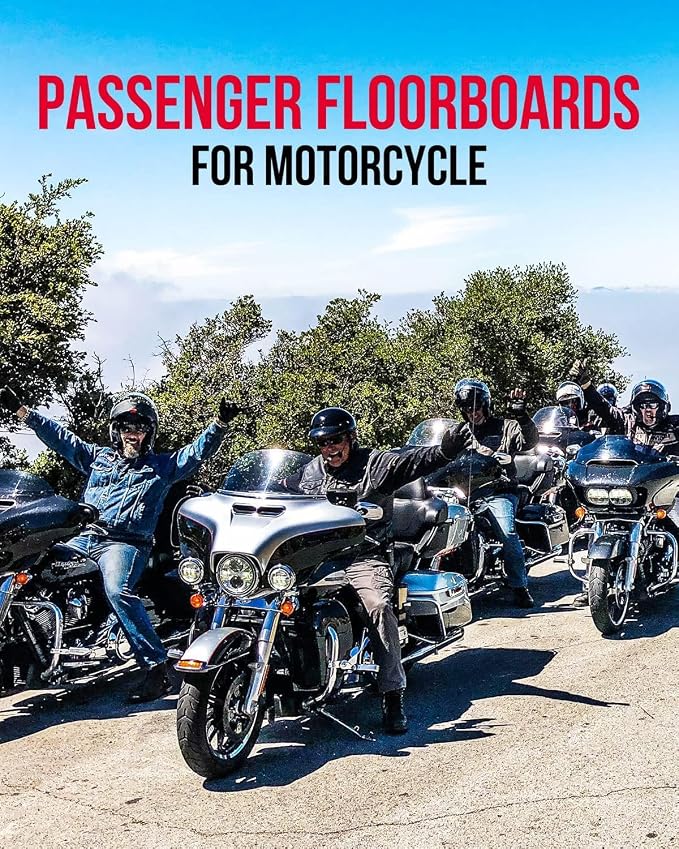 KEMIMOTO Passenger Floorboards with Mount Bracket Kits Compatible with 1993-2024 2025 Touring Road Glide Street Glide Road King Passenger Foot Pegs Black
