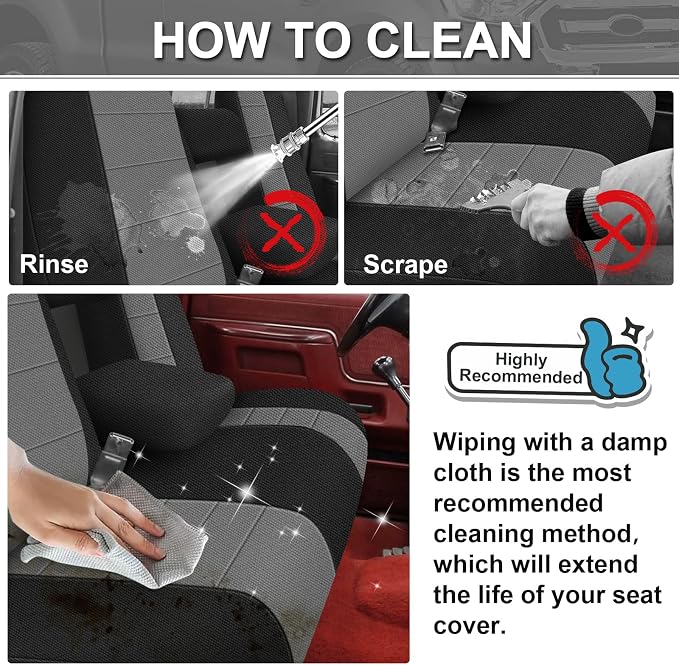SAPUBK Front Seat Covers Replace for 1987-1991 Ford F150 Front Bench Seat with Opening Armrest and Molded Headrest, Knitted Fabric Composite Soft Foam Lining Airmesh Breathable Seat Cover