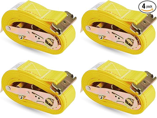 4 Pack E-Track Ratchet Straps 2" x 12' x 4,400 lbs Strength for Cargo Tie Down in Enclosed Trailer & Van by KODIAK STRAPS