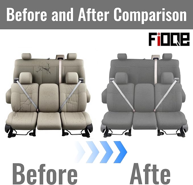 Front & Rear Heavy-Duty Knit Seat Covers for Ford F150 XLT Super Cab 2004 2005 2006 2007 2008 Durable Fabric Protection - Gray