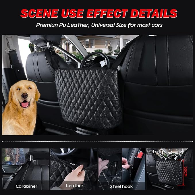 eing Car Trash Can with Lid, Mini Vehicle Garbage Organizer Purple & Car Organizers and Storage Purse Holder Black