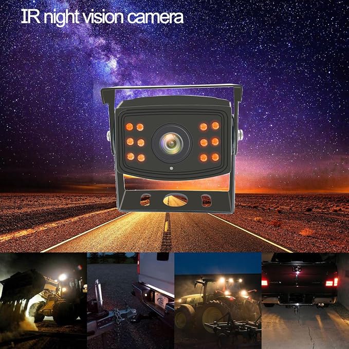 AHD 1080P 7" WIRED MONITOR REAR VIEW BACKUP CAMERA SYSTEM,HEAVY DUTY, IP69K WATERPROOF CAMERA NIGHT VISION EASY INSTALLATION FOR TRUCK, TRACTOR, VAN, RV