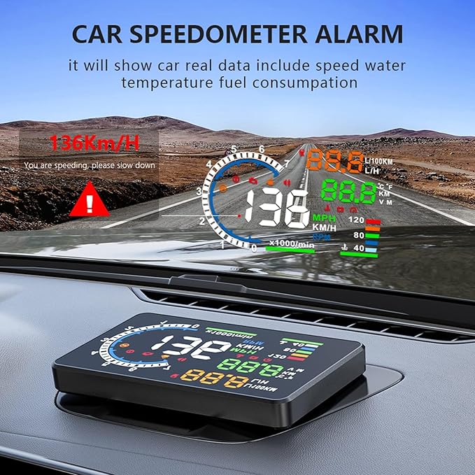 wiiyii Heads Up Display for Cars, Digital Speedometer for Car A8 with OBD Function, 5.5 Inch Large Screen, HUD Speedometer for Car for All Vehicles (OBD2 Speedometer A8)