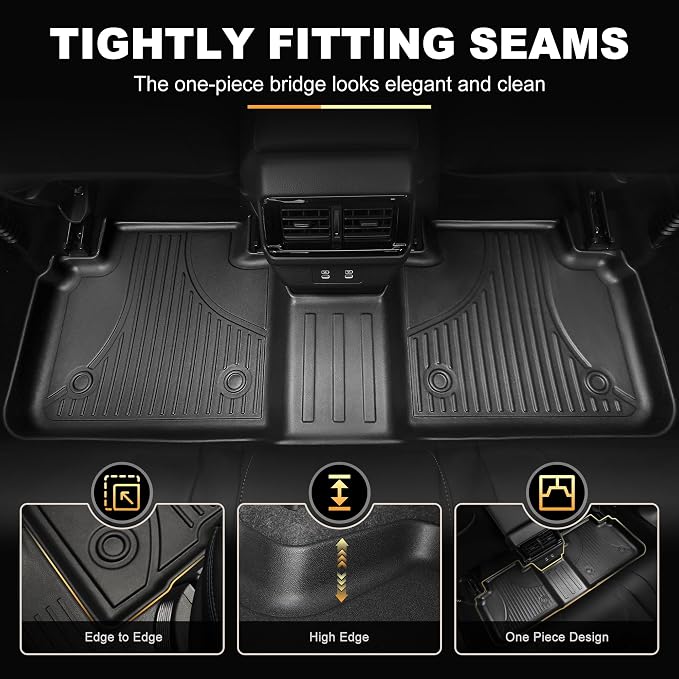 AOMSAZTO Floor Mats Compatible with 2018-2025 2026 Volkswagen Atlas (Not for Cross Sport) 7 Seats - VW Atlas TPE All Weather Protection Floor Mats & 2nd & 3rd Row Backrest Mat & Cargo Liner