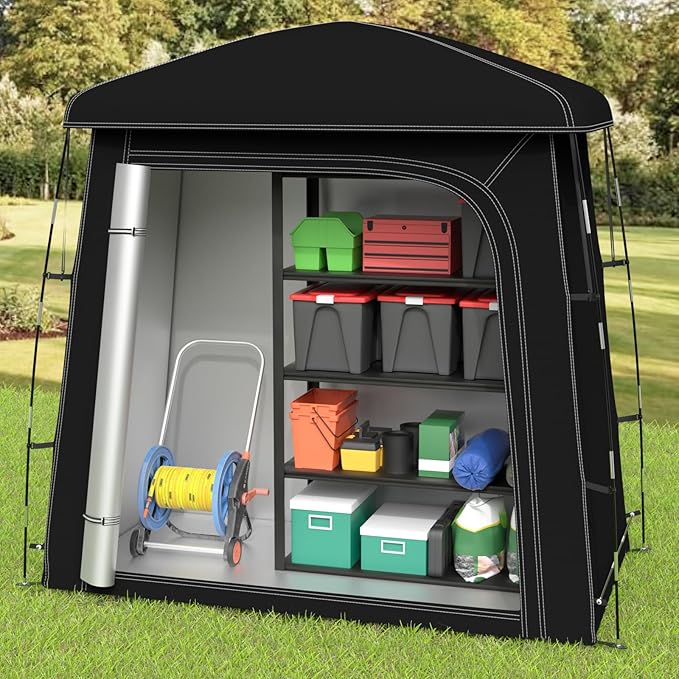 Outdoor Storage Shed Tent, Oversized Bike Storage Tent for 2-3 Bikes, 200X100X190CM Portable Foldable Garage/Garden Storage Tent, Waterproof Anti-uv Outdoor Bicycle Cover