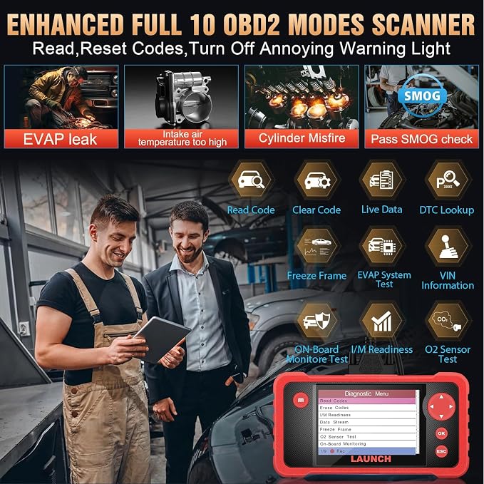LAUNCH CRP123 V2.0 Plus [2026 New Model] All System Scan Tool with 3 Reset Oil Service/Throttle Relearn/SAS Reset,OBD2 Scanner Diagnostic Tool,Lifetime Free Update