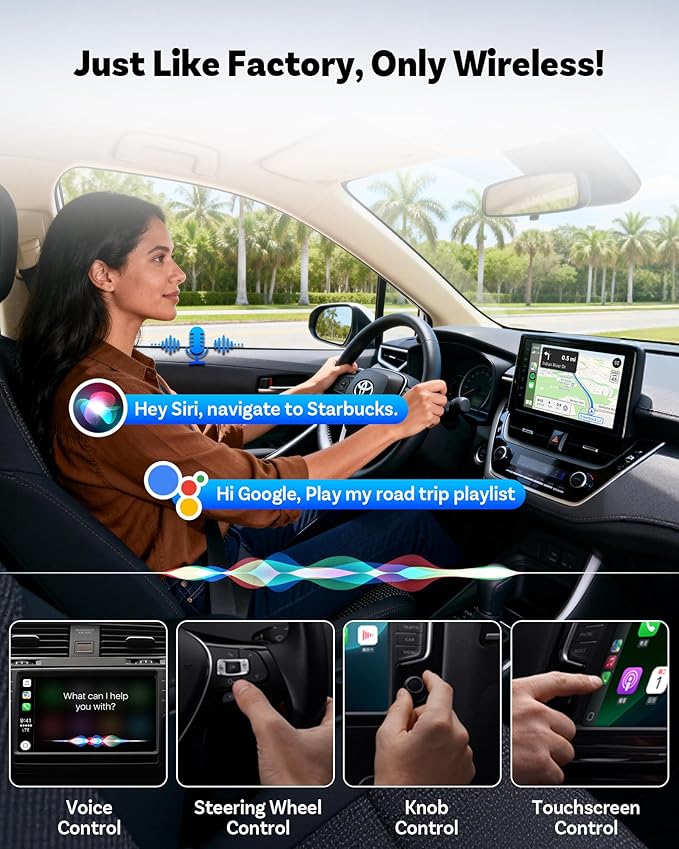 Ottocast Mini Core, 2026 Next-Gen Wireless CarPlay & Android Auto Adapter, WiFi 6 & Bluetooth 5.4 Ultra-Fast Connection, One-Touch Device Switching, Plug & Play, Auto Connect for iPhone & Android