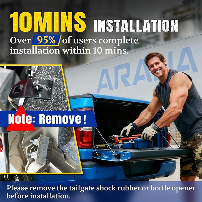 ARANA Tailgate Assist Shock for F150 2015-2026, Tail Gate Lowering Soft Open Accessories Hydraulic Damper Strut Kit Fits Ford F-150 XL XLT Lariat King Ranch(No-Drilled Installation)