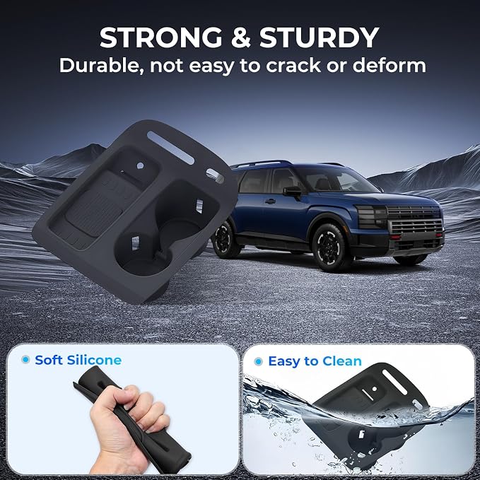 Cup Holder Insert & Wireless Charging Protective Mat for Hyundai Palisade 2026, Center Console Interior Accessories Cup Holders & Wireless Charger Cover Pad for 2026 Palisade, Black